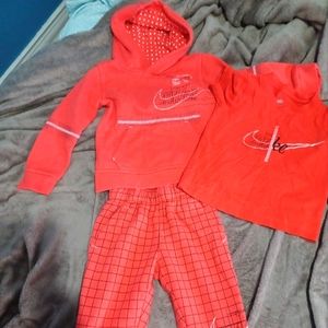 Nike sweat suit black and orange size 2t